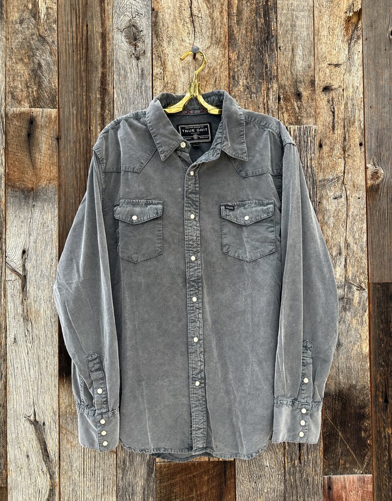 True Grit True Grit Jackson Cord L/S 2 Pocket Western Shirt Charcoal