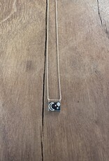 Aili Aili Moon & Stars 14K/Wt Diam 16" Postcard Necklace