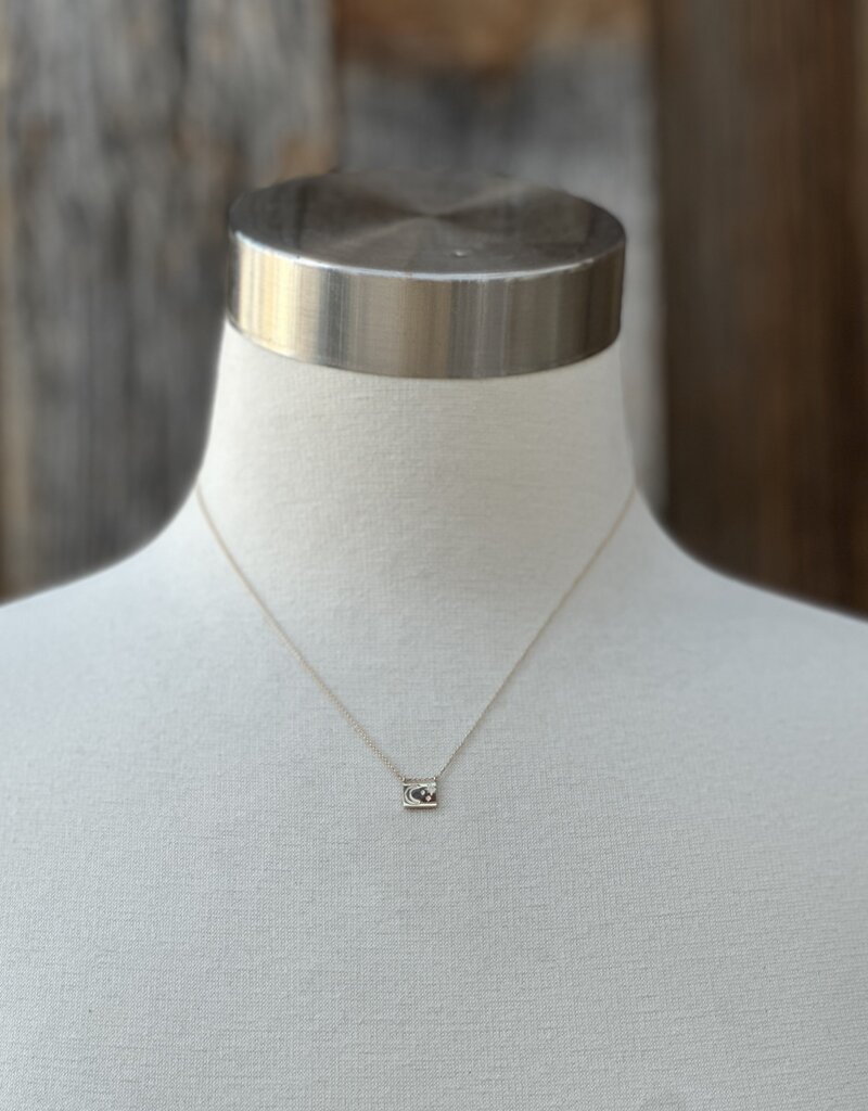 Aili Aili Moon & Stars 14K/Wt Diam 16" Postcard Necklace