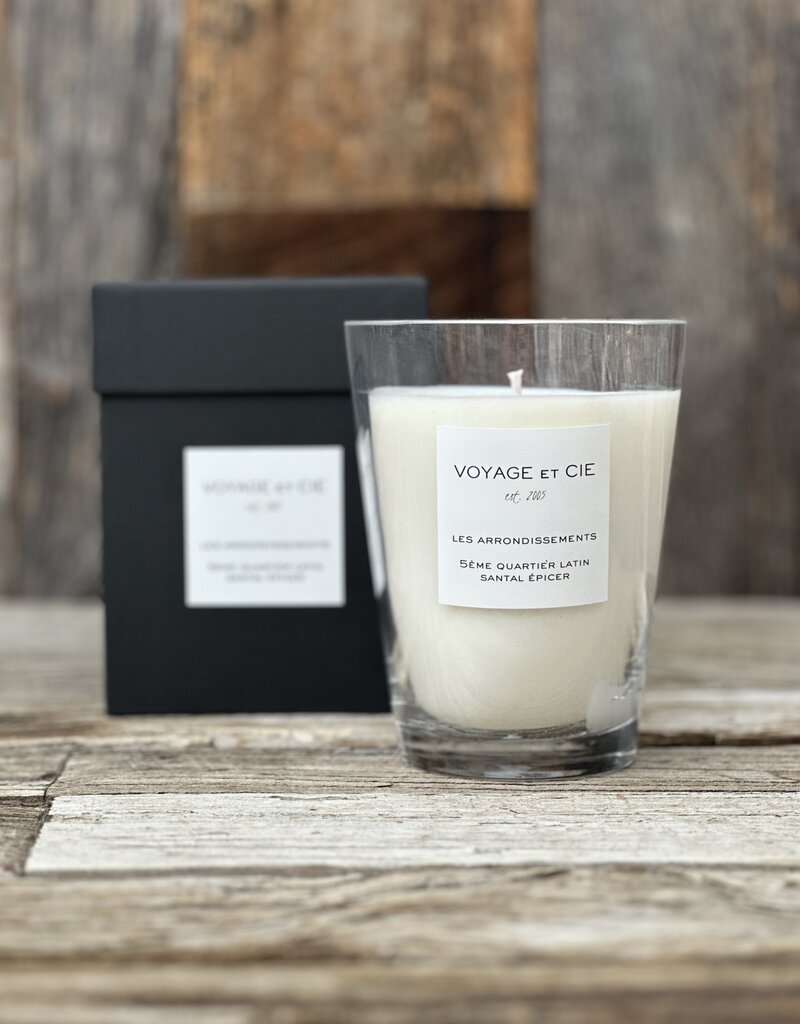 Voyage et Cie Voyage et Cie 5eme Quartier Latin "Santal Epicer" French Cut Vase Candle 20oz