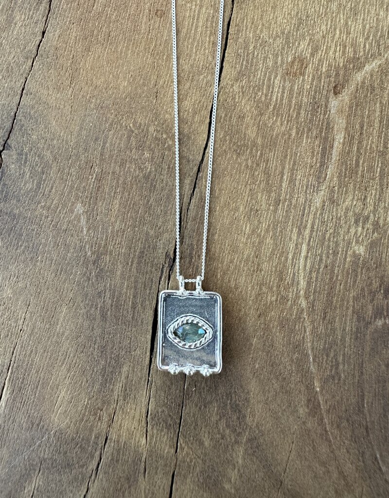 Chan Luu Chan Luu Labradorite Evil Eye Necklace Silver NS-15286