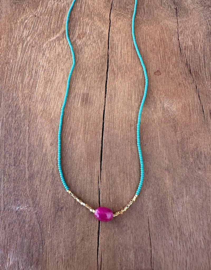 Debbie Fisher FLW4 Ruby, Jade Seed, GV, GF Clasp
