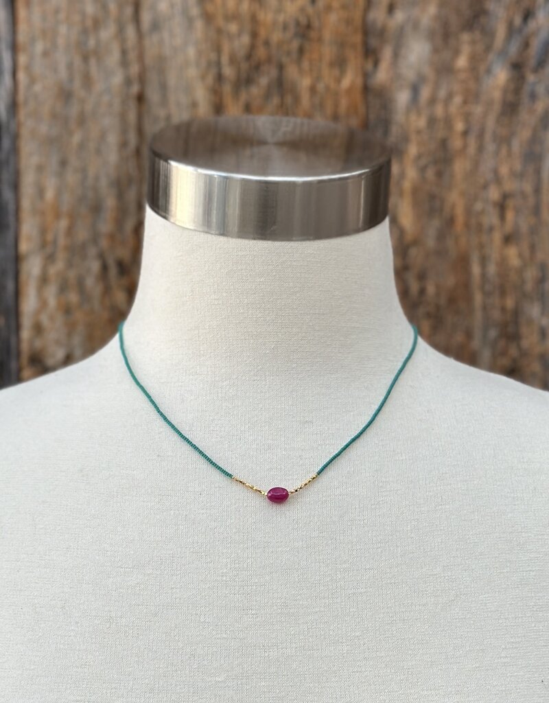 Debbie Fisher FLW4 Ruby, Jade Seed, GV, GF Clasp