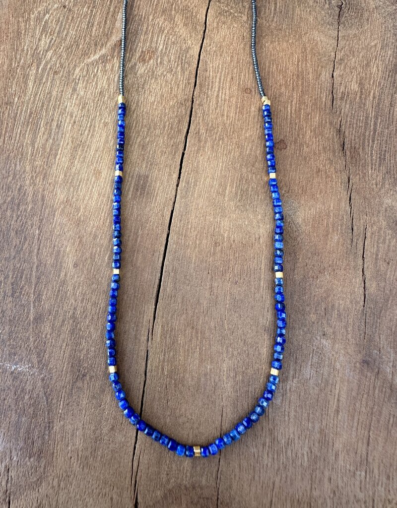 Debbie Fisher MDN98 Lapis, Seed, GV Beads, GF Clasp