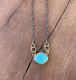 Robin M Designs Robin M 18K Kingman Turquoise OXSS Chain 19"