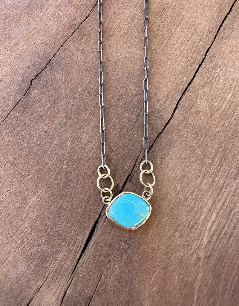 Robin M Designs Robin M 18K Kingman Turquoise OXSS Chain 19"