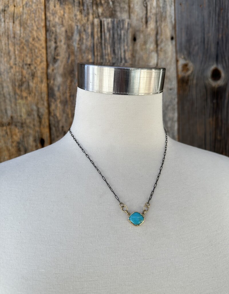 Robin M Designs Robin M 18K Kingman Turquoise OXSS Chain 19"