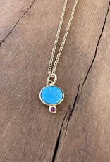 Robin M Designs Robin M 14K Turquoise & Ruby Necklace 18"