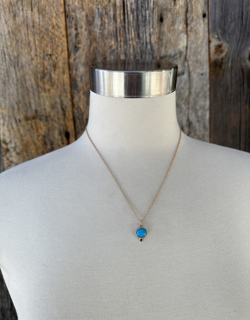 Robin M Designs Robin M 14K Turquoise & Ruby Necklace 18"