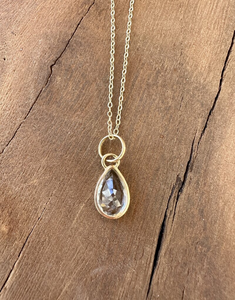 Robin M Designs Robin M 14K Pale Aquamarine Tear Drop Pendant Necklace 18"