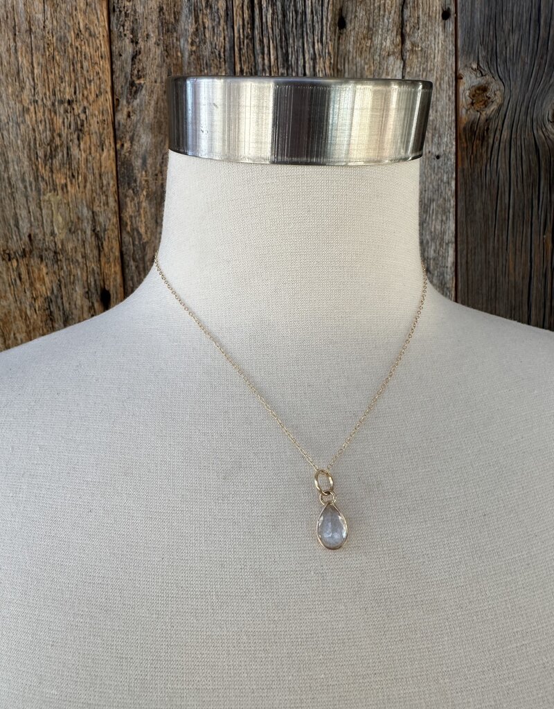 Robin M Designs Robin M 14K Pale Aquamarine Tear Drop Pendant Necklace 18"