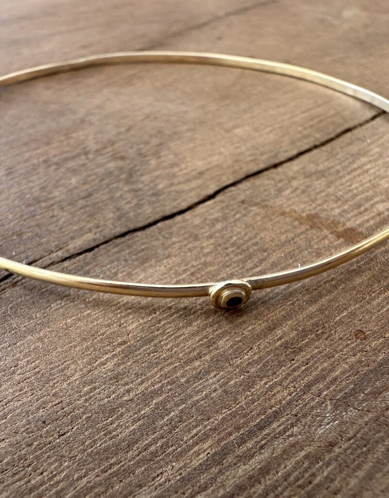 Robin M Designs Robin M 14K Gold Bangle w/ Teal Diamond 7.5"