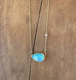 Robin M Designs Robin M 14K Australian Blue Opal & Diamond 14-17"
