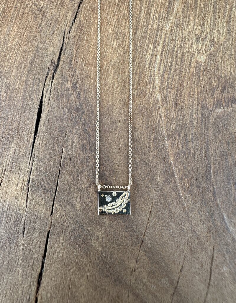 Aili Aili Feather 14K/Wt Diam 16" Postcard Necklace
