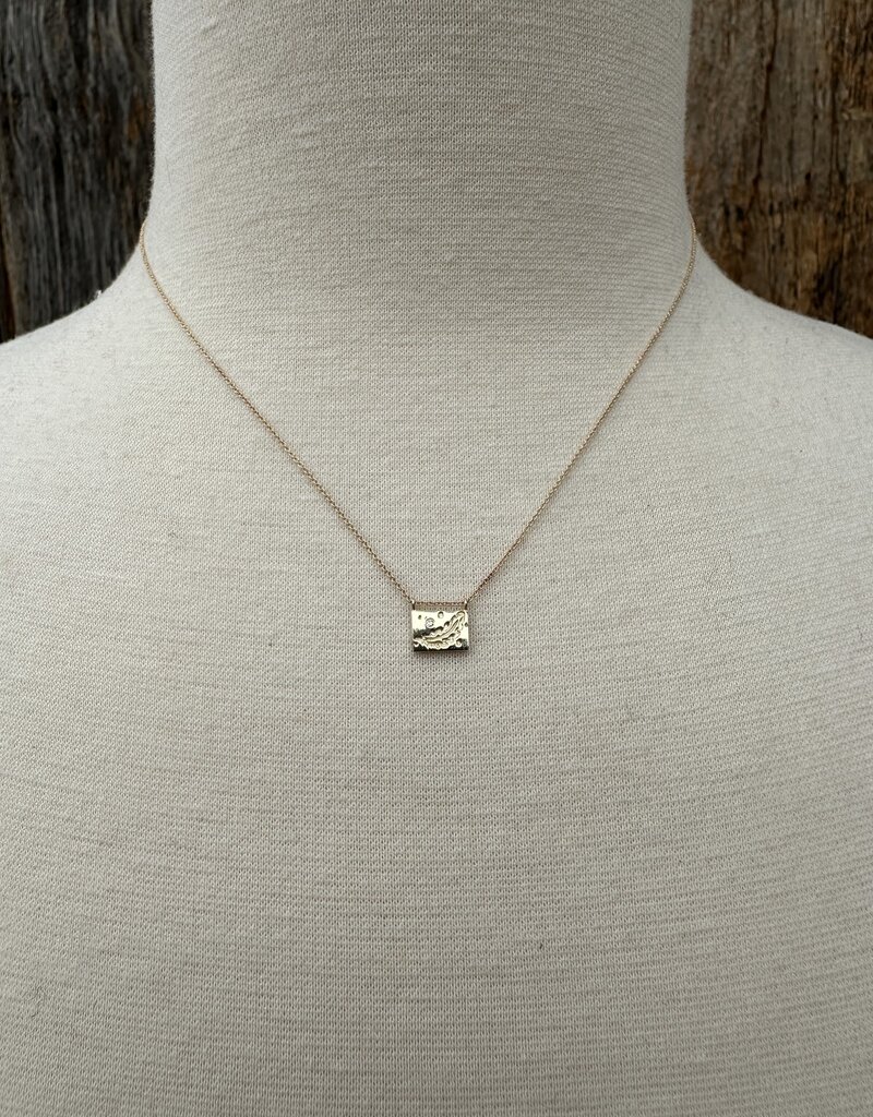 Aili Aili Feather 14K/Wt Diam 16" Postcard Necklace
