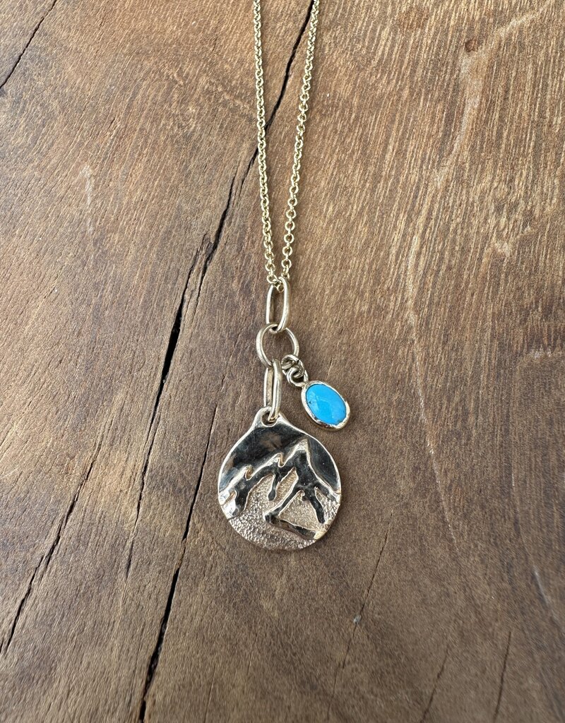 Robin M Designs Robin M 14K Flatirons Pendant & SB Turquoise 18", 1.5"Drop
