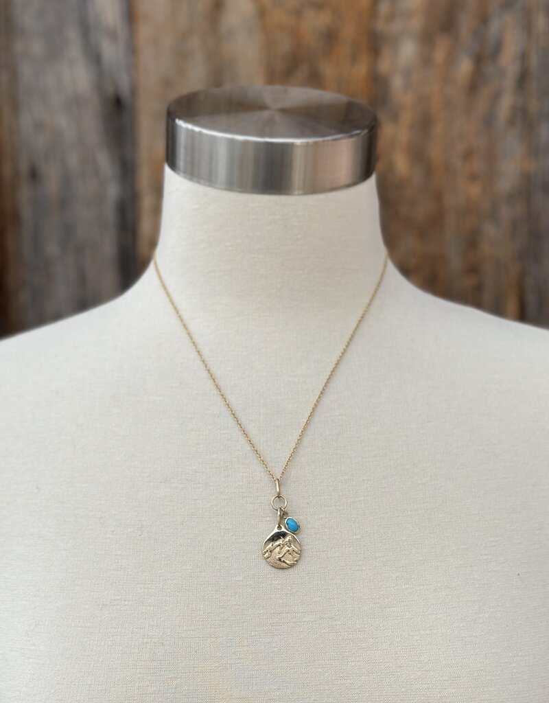 Robin M Designs Robin M 14K Flatirons Pendant & SB Turquoise 18", 1.5"Drop