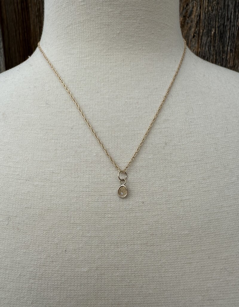 Robin M Designs Robin M 14K Oval 1mm Diamond Charm GF Chain 18"