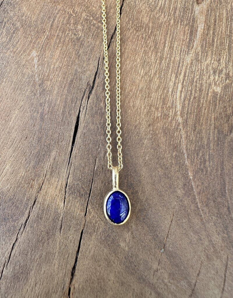 Robin M Designs Robin M 18K Lapis 9x7mm 16" GF Chain Necklace