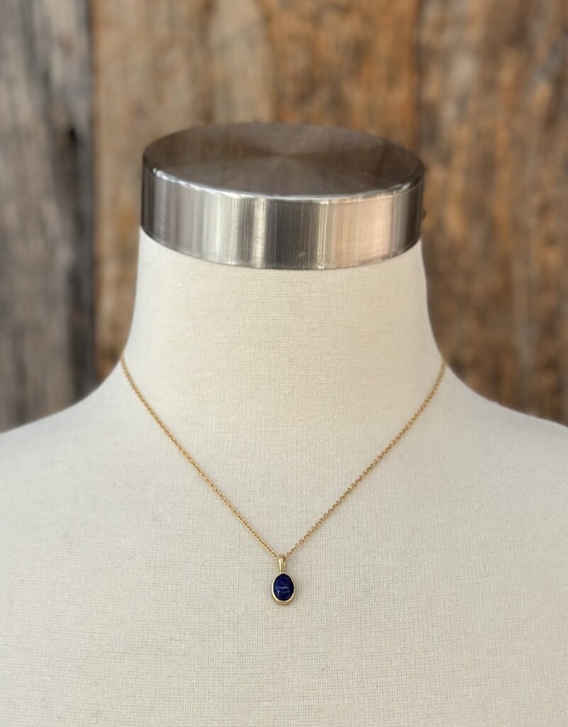 Robin M Designs Robin M 18K Lapis 9x7mm 16" GF Chain Necklace