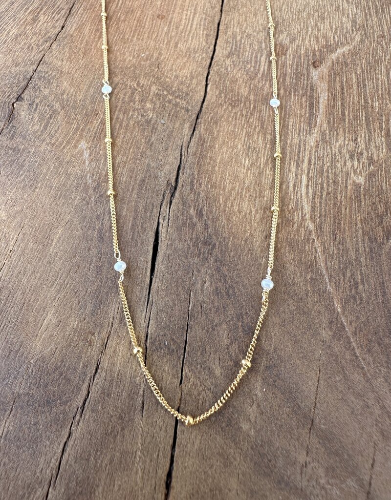 Sabina White Pearl Dot Chain Necklace 18" SN27WPG