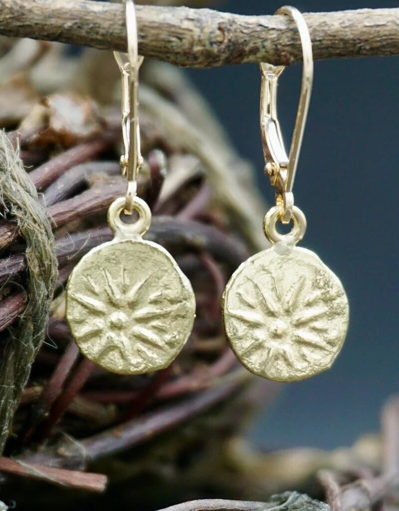Ashton Handcrafted Jewelry Ashton 18k Gold Gambrion Star Coin Earrings w/ 14k Gold Ear Wires