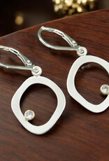 Ashton Handcrafted Jewelry Ashton Flat Circle Earrings SS Flat Circle w/ White Sapphires 14k