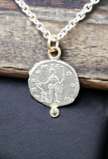 Ashton Handcrafted Jewelry Ashton SS Salus Coin w/ White Sapphire Necklace