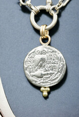 Ashton Handcrafted Jewelry Ashton SS Owl Coin w/ 18K Gold Balls Necklace