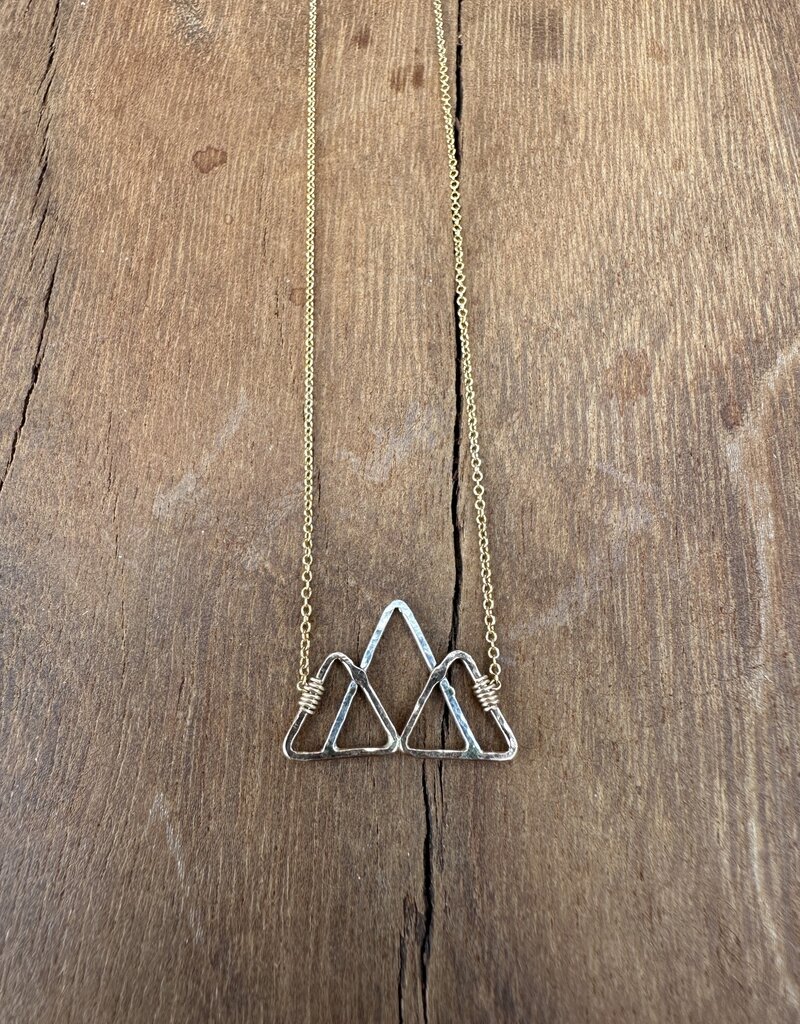 Sabina 3 Peaks Gold & Silver Mountain Necklace GF Chain