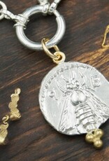 Ashton Handcrafted Jewelry Ashton Greek Sacred Bee Coin SS/18K L&S Chain 18"