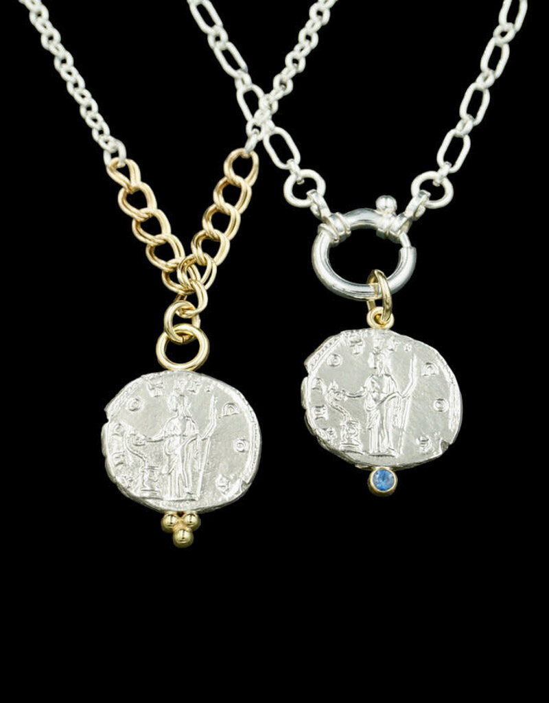 Ashton Handcrafted Jewelry Ashton Salus Coin w/ 18K Gold Balls Necklace