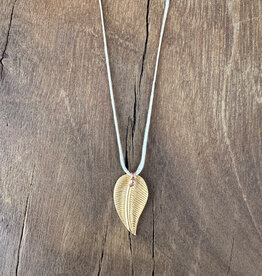 River Song Jewelry River Song Curved Golden Leaf Necklace 24K GV