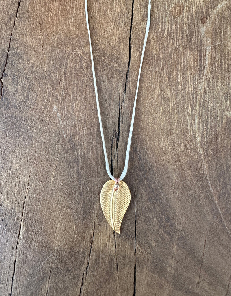 River Song Jewelry River Song Curved Golden Leaf Necklace 24K GV