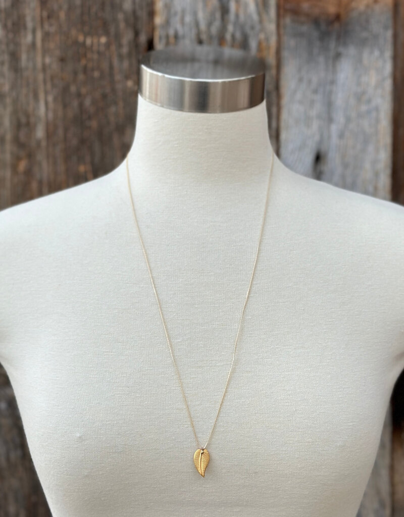 River Song Jewelry River Song Curved Golden Leaf Necklace 24K GV