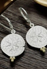 Ashton Handcrafted Jewelry Ashton Maltese Cross Coin SS & 18K Gold Earrings