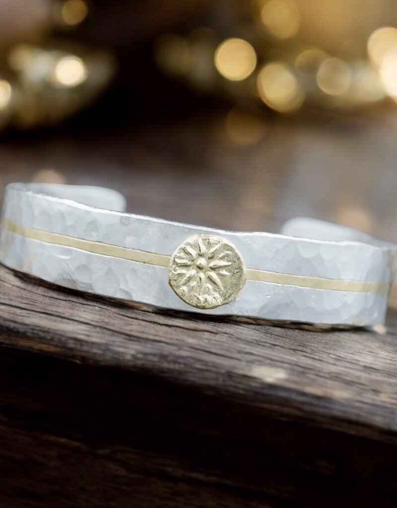 Ashton Handcrafted Jewelry Ashton Gambrion Star Coin Cuff Bracelet SS & 18K Gold
