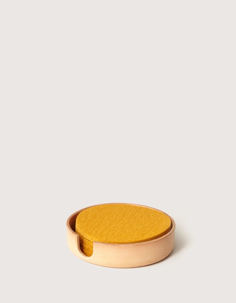 Graf Lantz Graf Lantz Kobon Leather Round Tray- Natural