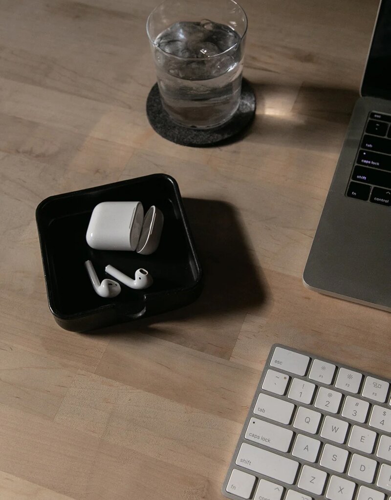 Graf Lantz Graf Lantz Kobon Leather Square Tray- Black