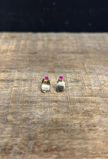 Robin M Designs Robin M 14K Pink Sapphire Shield Post Earrings (removable)