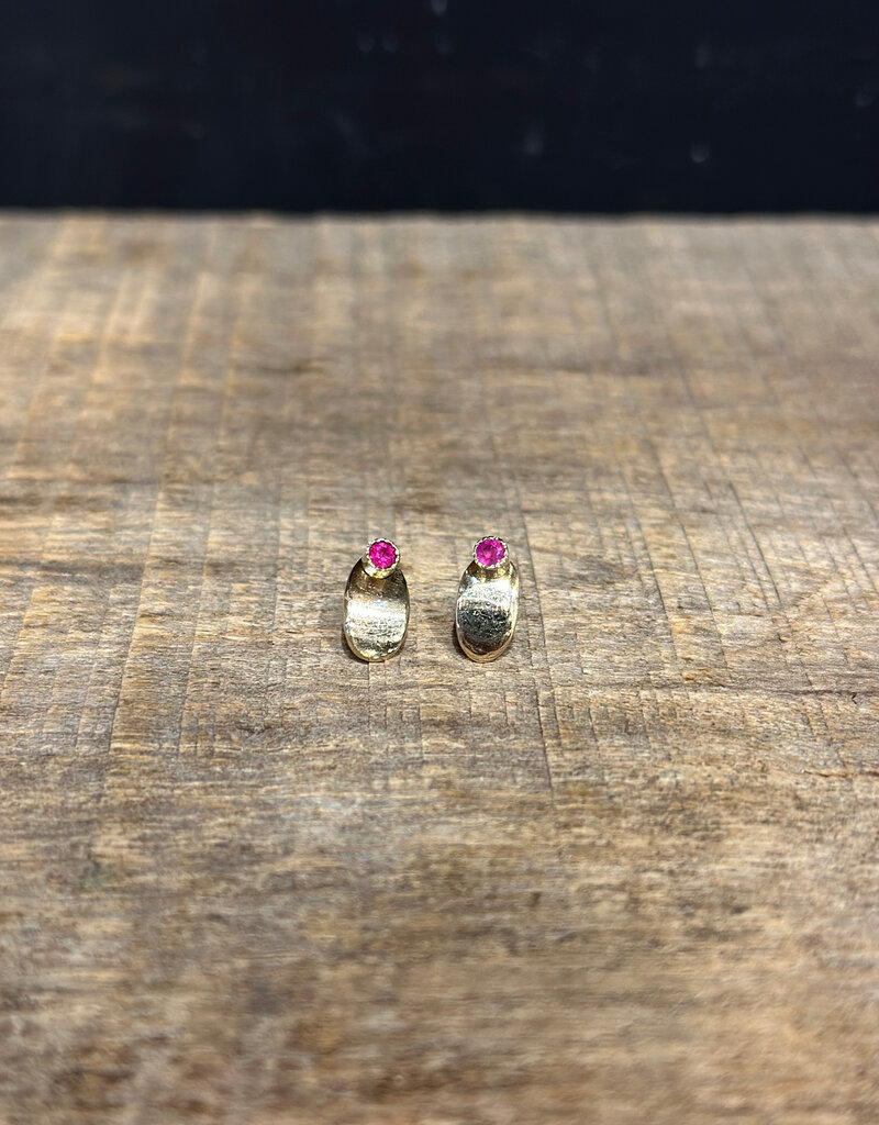 Robin M Designs Robin M 14K Pink Sapphire Shield Post Earrings (removable)