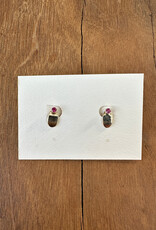Robin M Designs Robin M 14K Pink Sapphire Shield Post Earrings (removable)