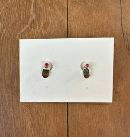 Robin M Designs Robin M 14K Pink Sapphire Shield Post Earrings (removable)
