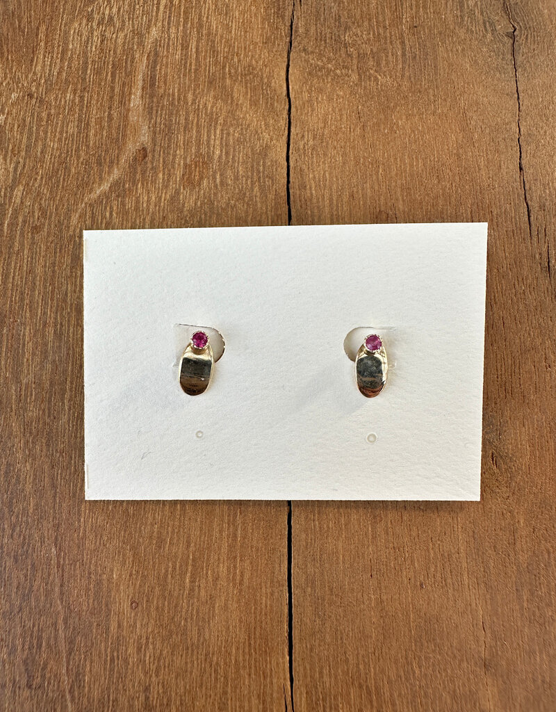 Robin M Designs Robin M 14K Pink Sapphire Shield Post Earrings (removable)