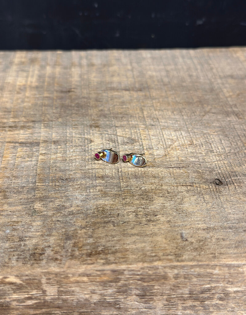 Robin M Designs Robin M 14K Pink Sapphire Shield Post Earrings (removable)