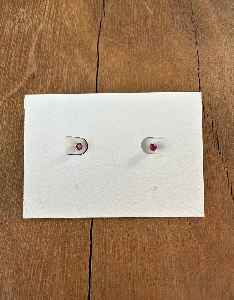 Robin M Designs Robin M 14K Pink Sapphire Shield Post Earrings (removable)