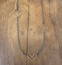 Elizabeth Nicole Elizabeth Nicole N58 3 GF Hearts on OX/SS Chain 17"