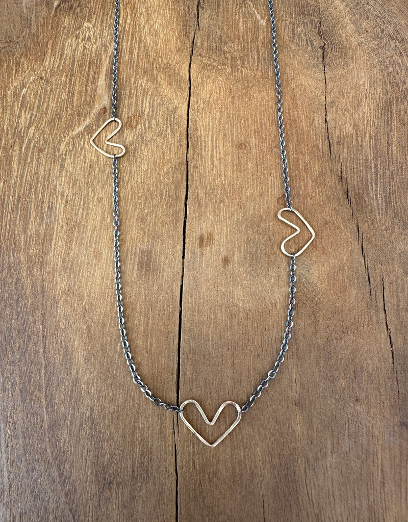 Elizabeth Nicole Elizabeth Nicole N58 3 GF Hearts on OX/SS Chain 17"