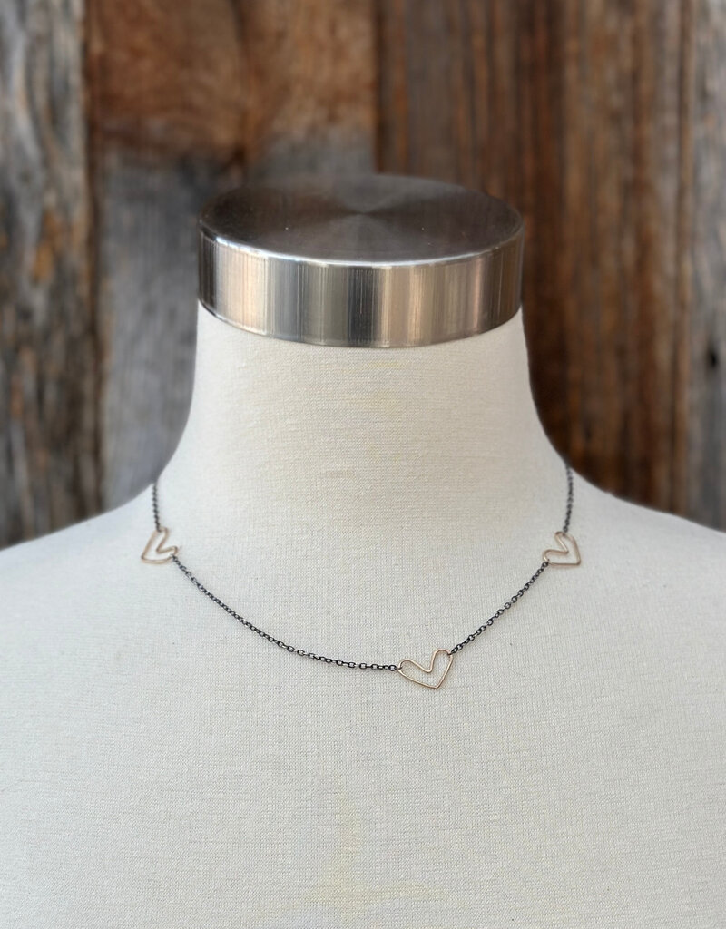 Elizabeth Nicole Elizabeth Nicole N58 3 GF Hearts on OX/SS Chain 17"