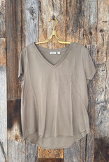 Dylan Dylan S/S Deep V Neck Olive